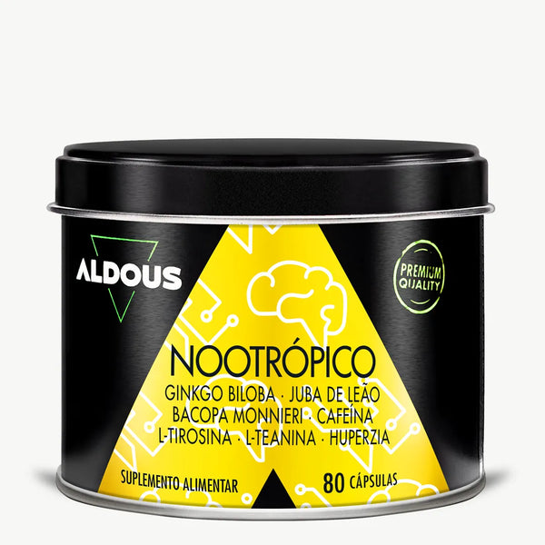 Nootrópico com Ginkgo Biloba, Juba de Leão, Cafeína, Bacopa, Tirosina, Teanina e Huperzia Serrata