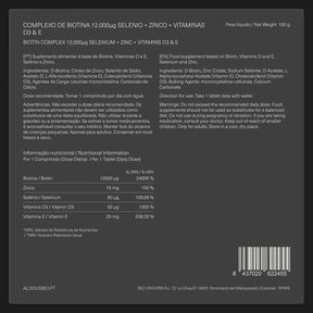 Biotina com Zinco, Selénio, Vitamina D3 e Vitamina E