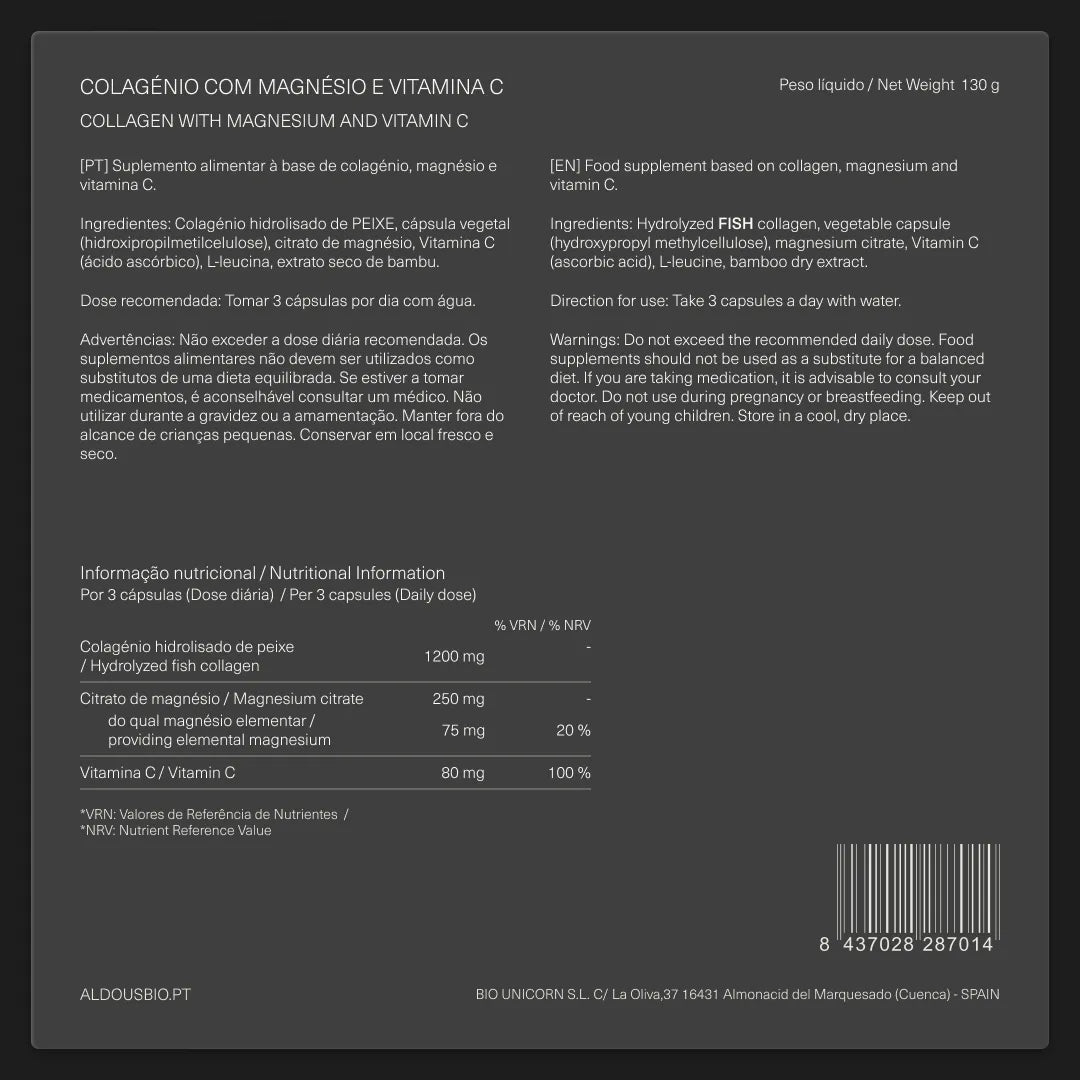 Colagénio Marinho Hidrolisado com Magnésio e Vitamina C