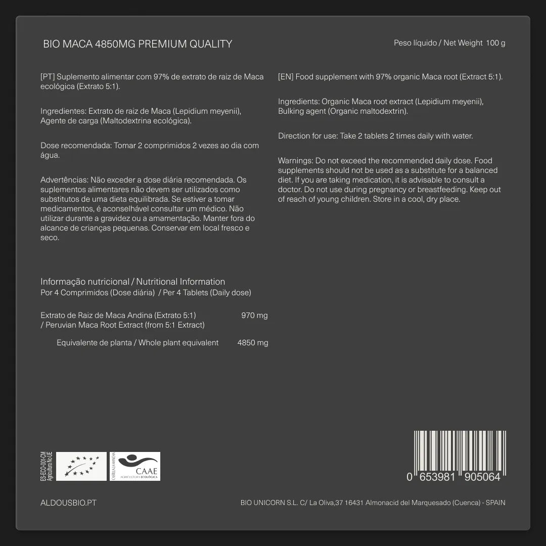 Maca Andina Biológica Altamente Concentrada