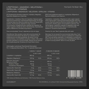 Triptofano com Melatonina, Magnésio, Espirulina e Vitaminas