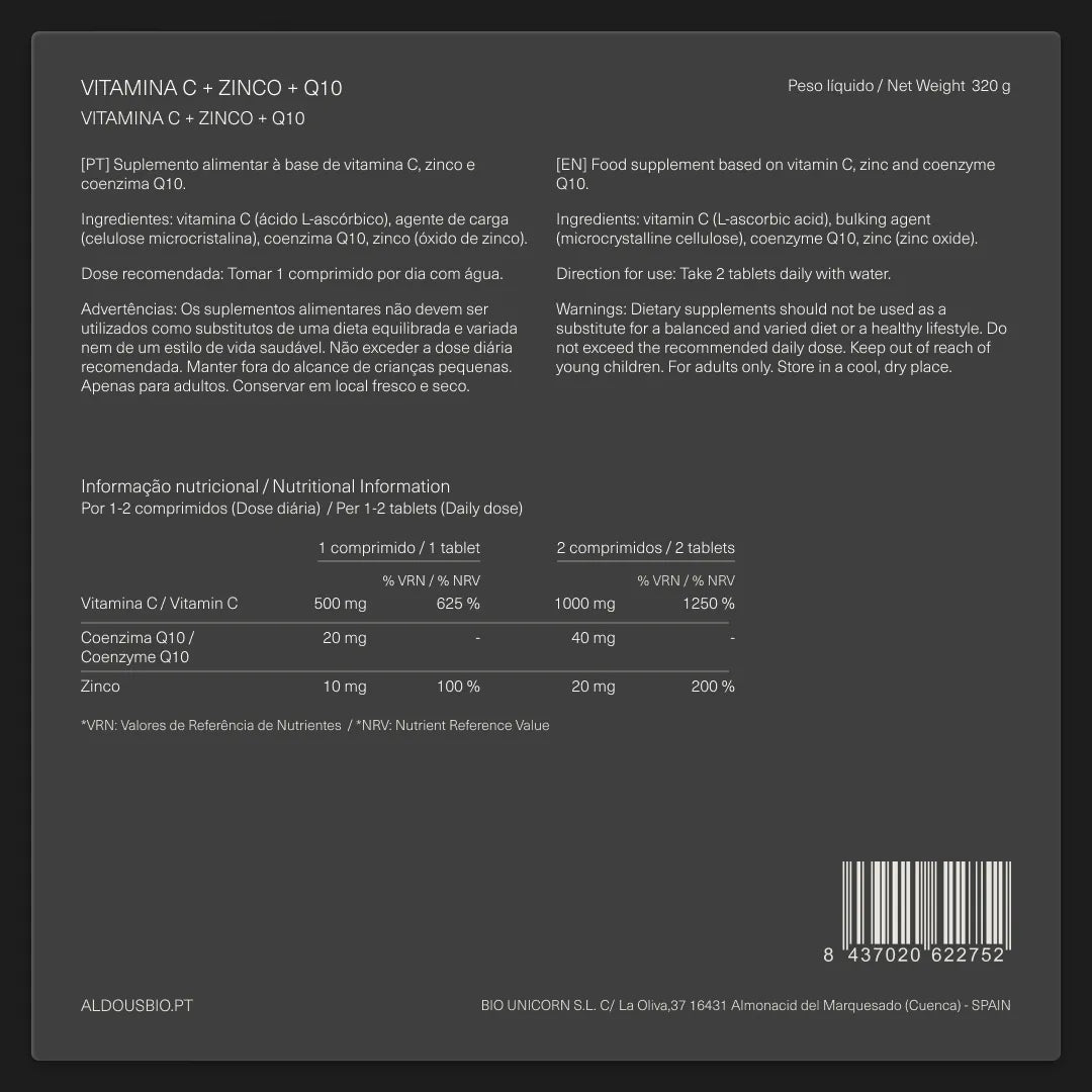 Vitamina C com Zinco e Coenzima Q10