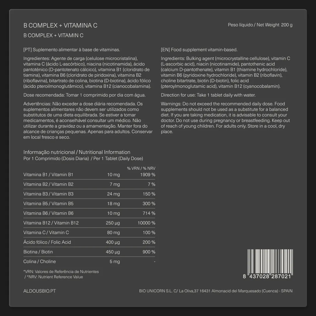 Complexo de Vitamina B com Vitamina C