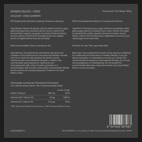 Vitamina D3K2 + Cálcio em gomas